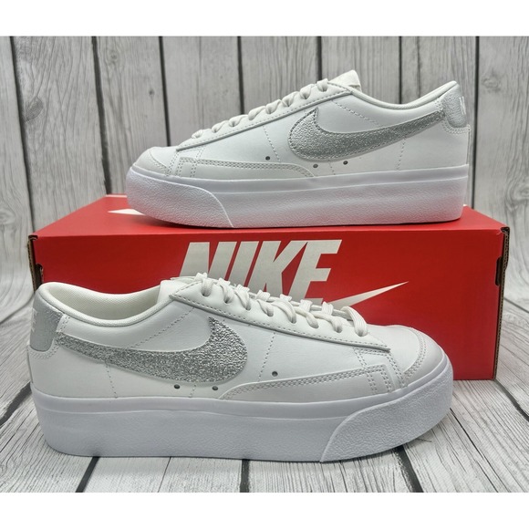 Nike Shoes - Size 7 - Nike Women's Blazer Low Platform White Metallic Silver DQ7571 101